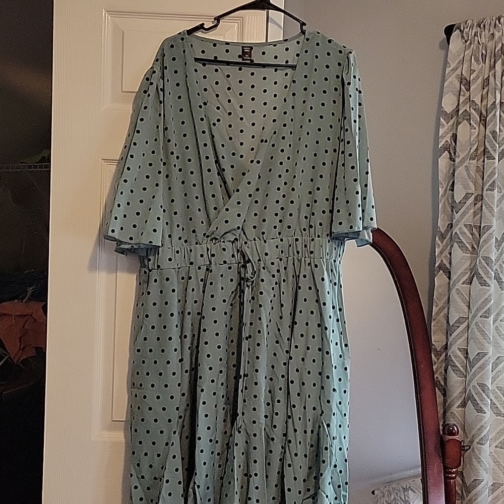 Shein teal polka-dot dress